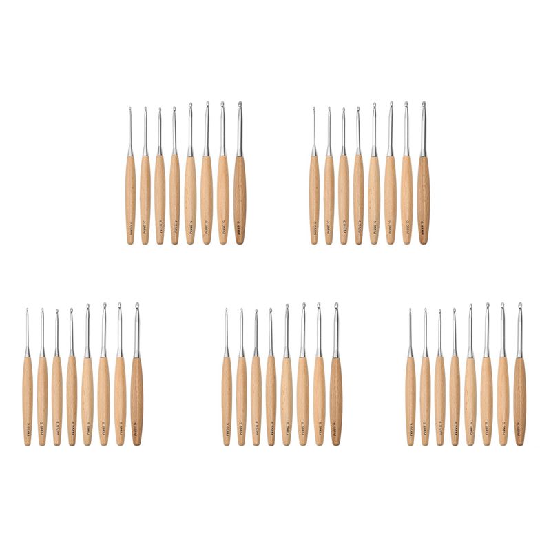 Wooden Crochet Hooks Ergonomic Handle - ABJI-40Pcs Wood Crochet Hooks 3.0Mm-6.5Mm, Ergonomic