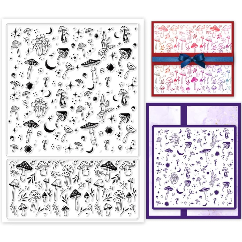 Clear Silicone Stamps For Card Making - Mushroom Background Clear Stamps Plants Background