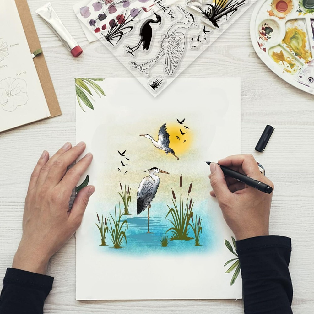 Heron Clear Stamps Wetland Sil - огляд і ціна Clear Silicone Stamps For Card Making