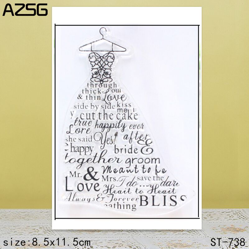AZSG Wedding dress Clear Stamp - огляд і ціна Clear Silicone Stamps For Card Making